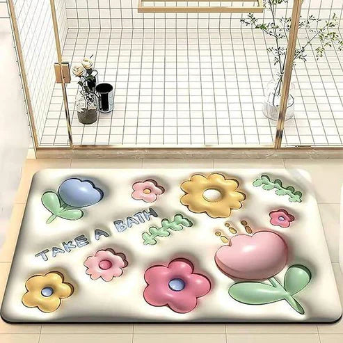 High Quality Mat Flower Soft Diatom 3d Mud Floor Rug/Mat