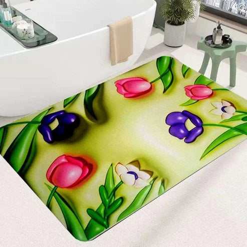 High Quality Mat Flower Soft Diatom 3d Mud Floor Rug/Mat