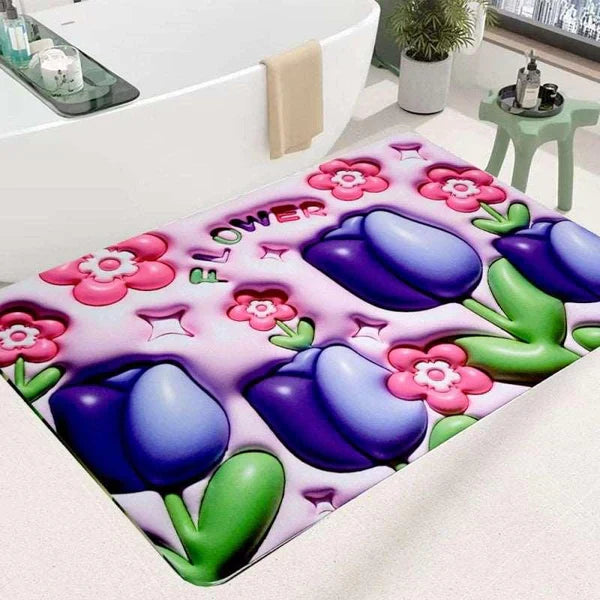 High Quality Mat Flower Soft Diatom 3d Mud Floor Rug/Mat